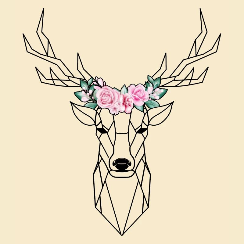 Floraler Low-Poly-Hirsch