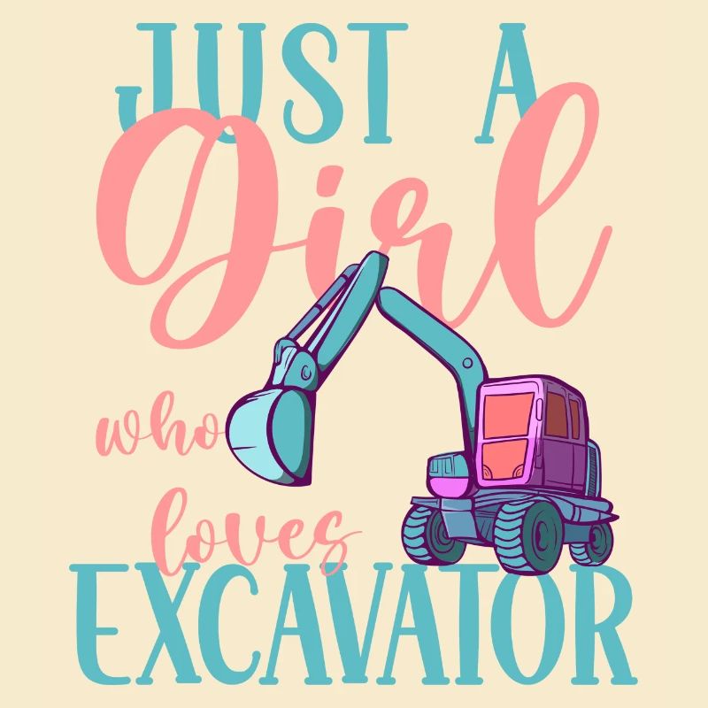 Bagger Baustelle Bauarbeiterin Mädchen I Geschenk