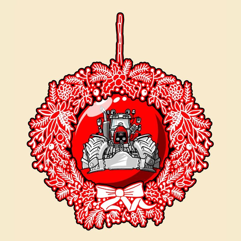 Weihnachtskranz Roter Traktor