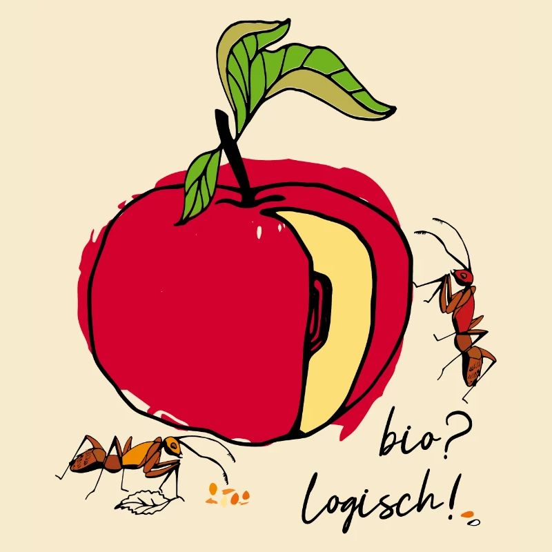 Bio, Apfel mit Ameisen