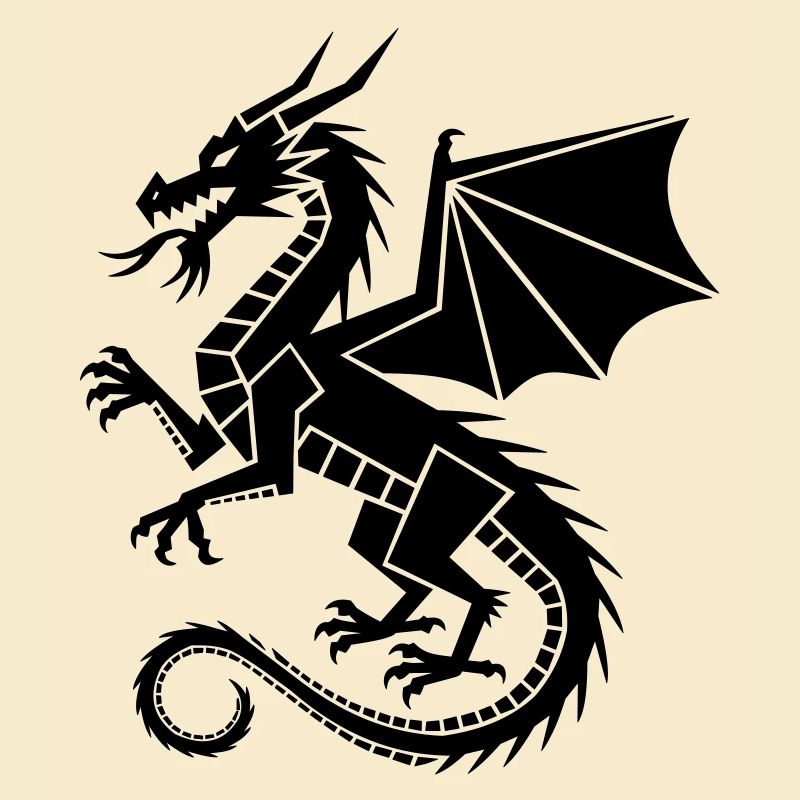 Geometrischer Drache – schwarze Silhouette