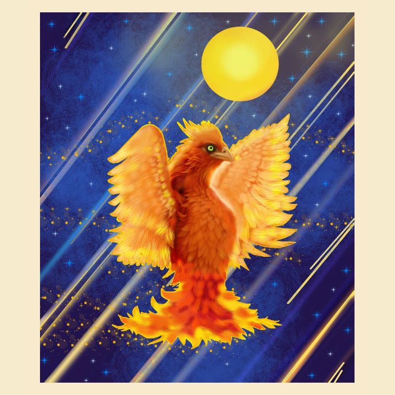 Kosmisch leuchtender Feuervogel: Cyber-Semurg