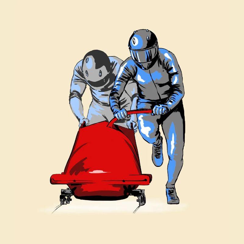 Bobfahrer beim Anschieben am Start