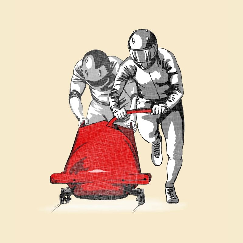 Bobfahrer beim Anschieben am Start