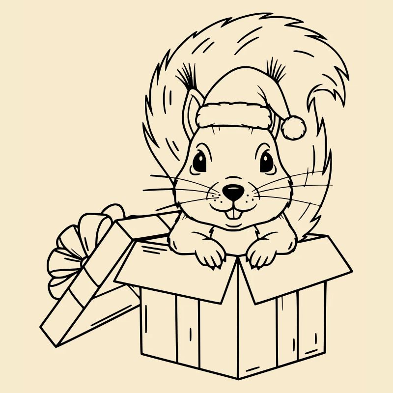 Süßes Weihnachts-Eichhörnchen in Geschenkbox