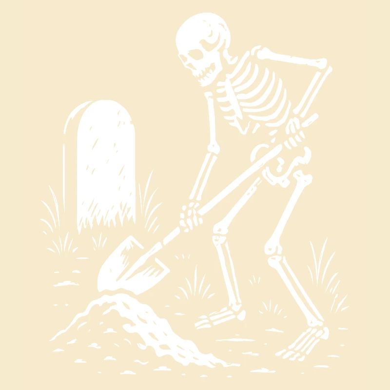Skeleton Digging in Graveyard