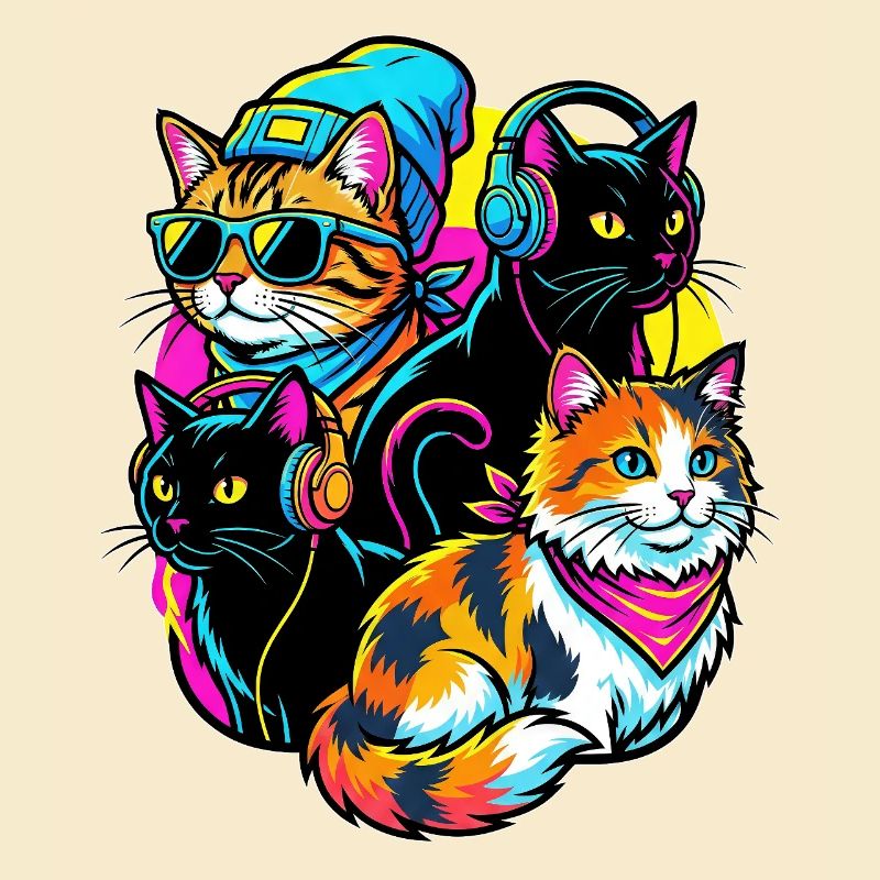 Neon Katzen DJ-Quartett