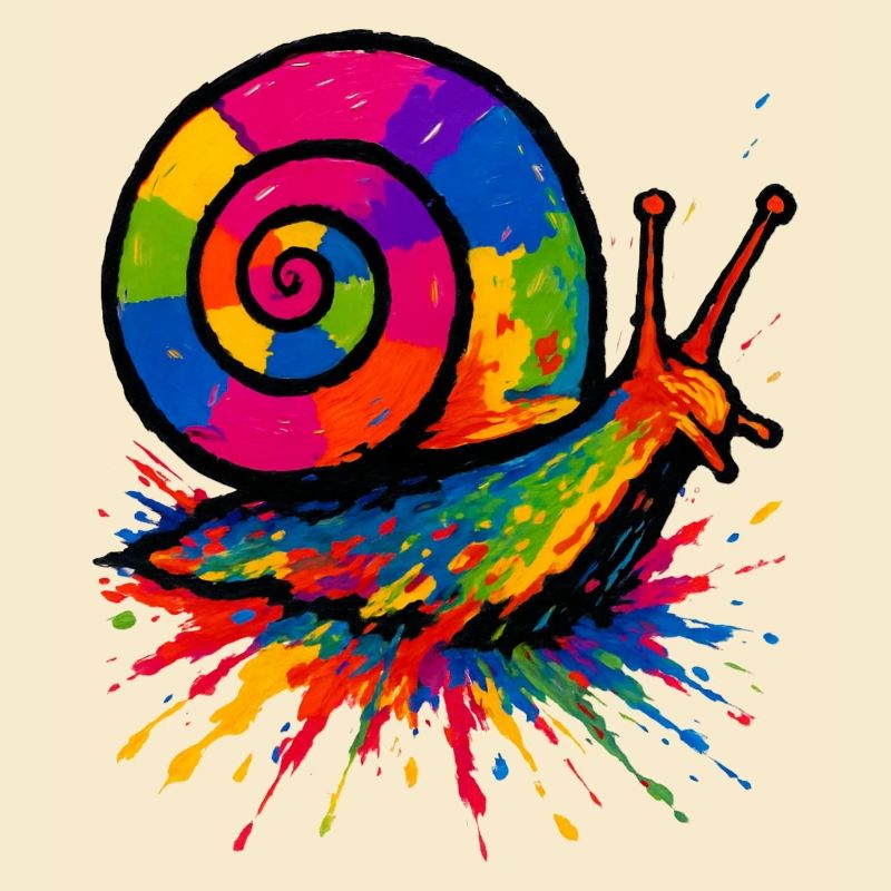 Harlekin-Schnecke – Splatter-Perma-Kunst