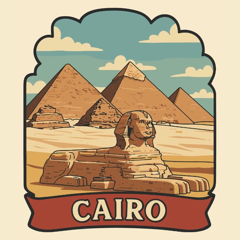 Cairo Egypt Pyramids Sphinx Retro Sticker