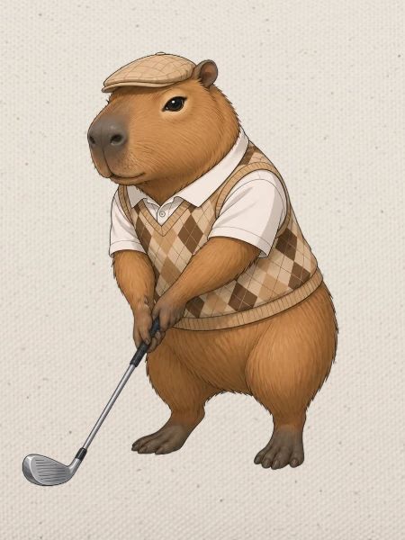 Capybara spielt Golf 
