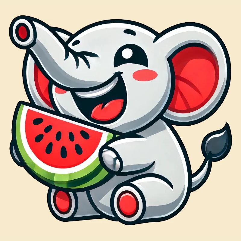 mignon éléphant pastèque fruit d’été rire