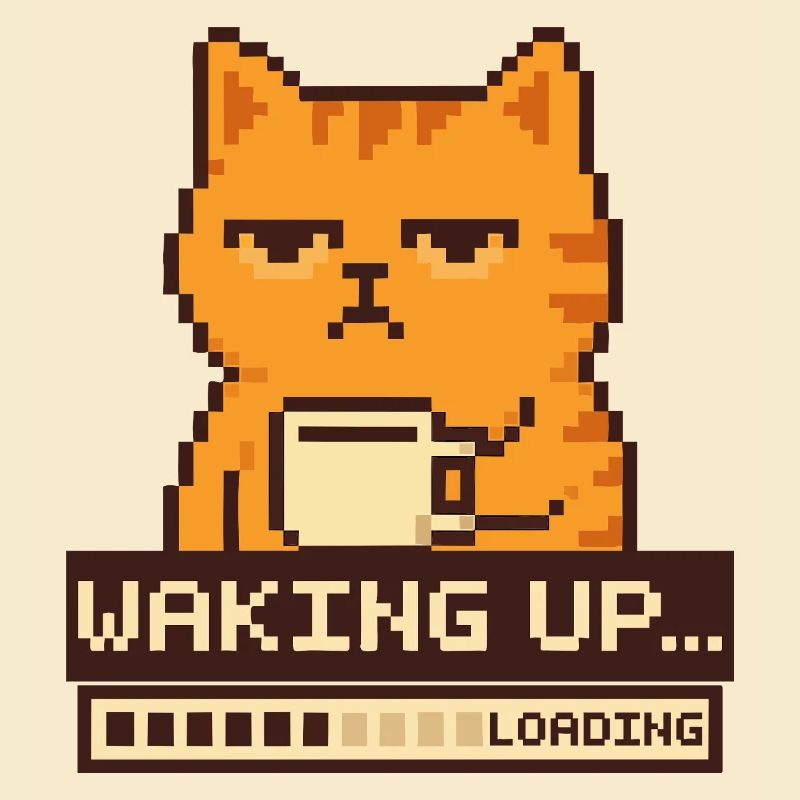 Waking Up Loading – Pixel Cat Funny