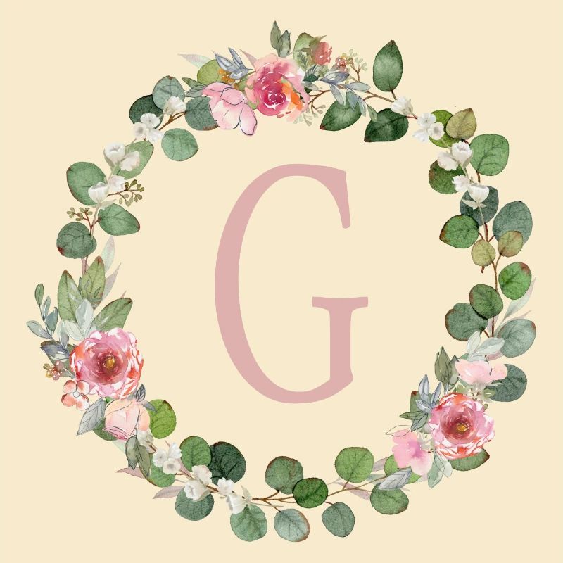 G Monogram Eucalyptus Rose Wreath