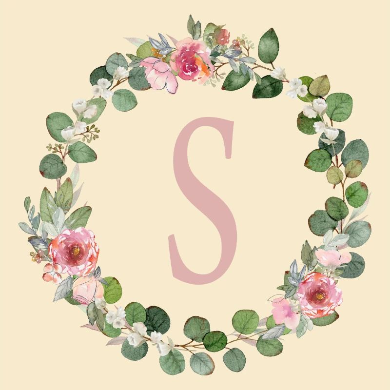 S Monogram Eucalyptus Rose Wreath