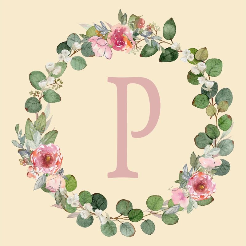 P Monogramme Eucalyptus Rose Couronne