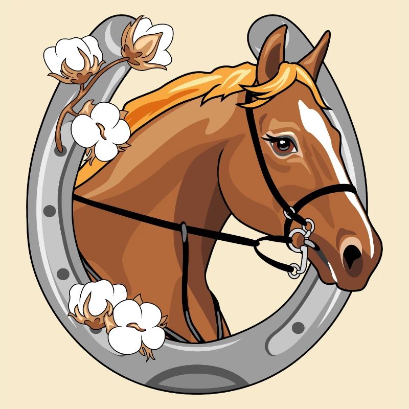 Horse head with a red mane in a frame