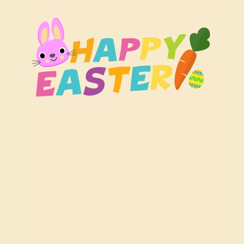 Joyeuses Pâques avec oeuf carotte et lapin pascha