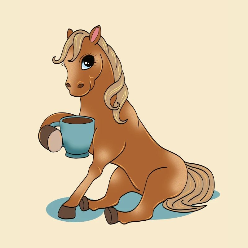 Cheval avec l'équitation de cadeau café équitation