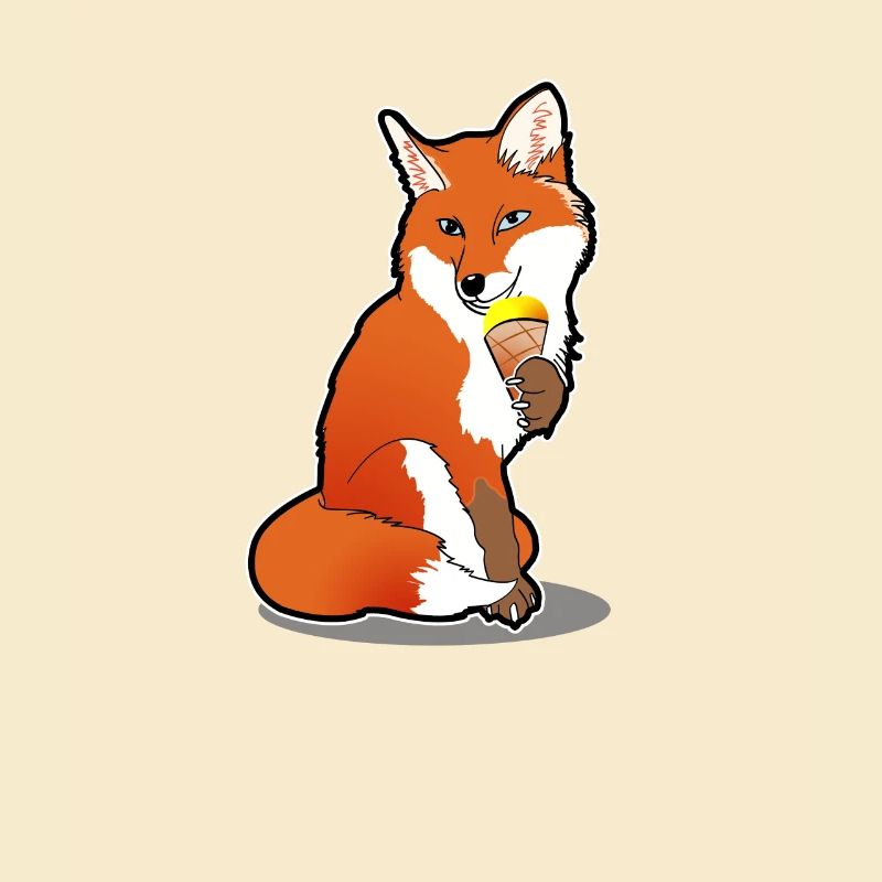 Fuchs mit Eis Comic Sommer Cartoon Geschenk
