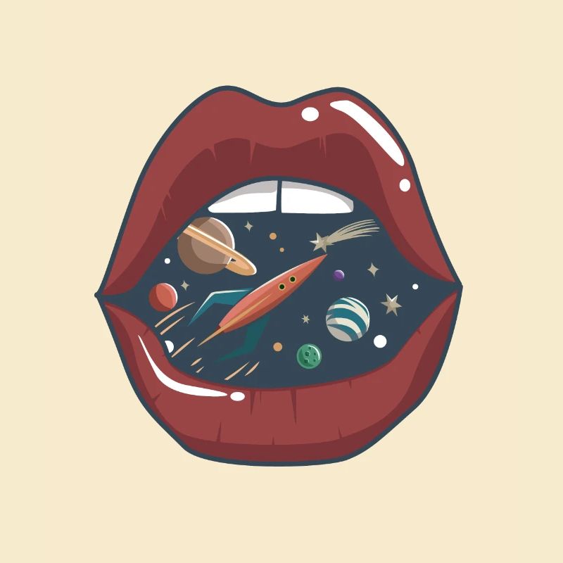 Embrasser la bouche dans l'espace