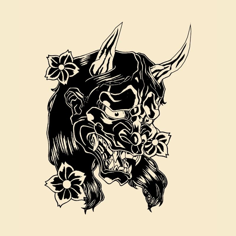 Diable avec des fleurs noires
