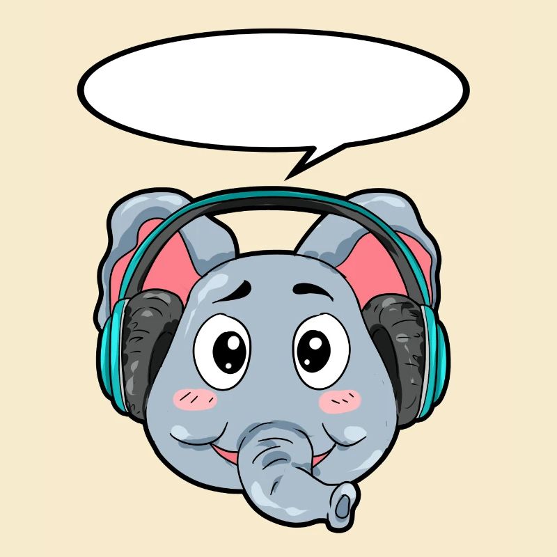 Elefant mit Kopfhörer