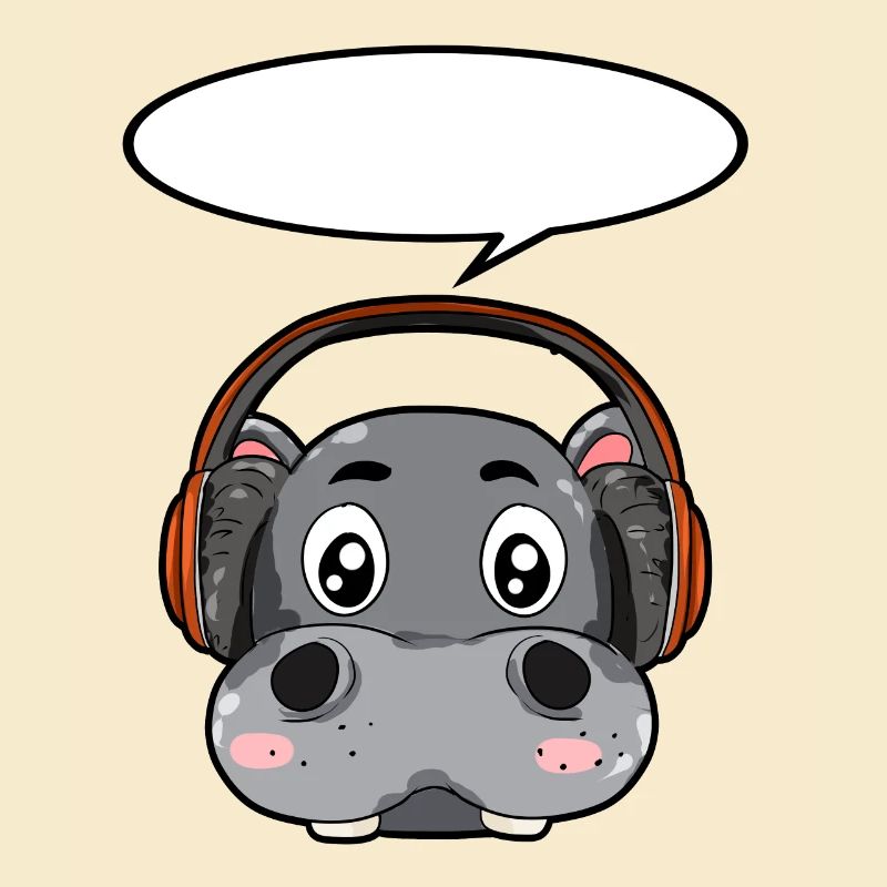 Nilpferd mit Kopfhörer