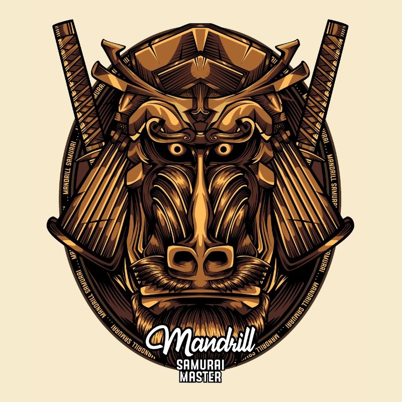 Mandrill Samurai Singe Faune Cadeau Créatif