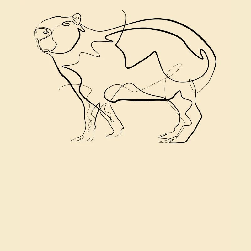Capybara cochon d’eau - one line drawing