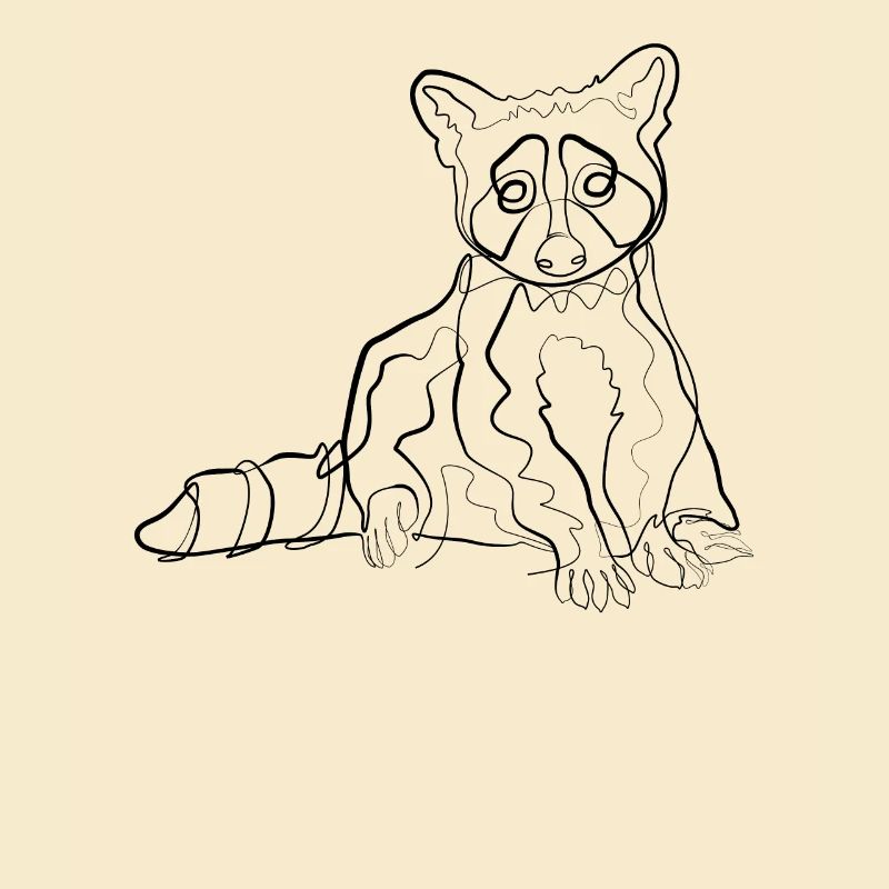 Waschbär - one line drawing