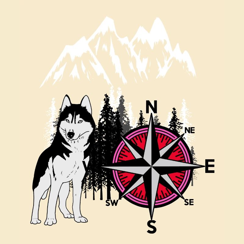 Nature Wilderness Chiens Husky Compass Windrose