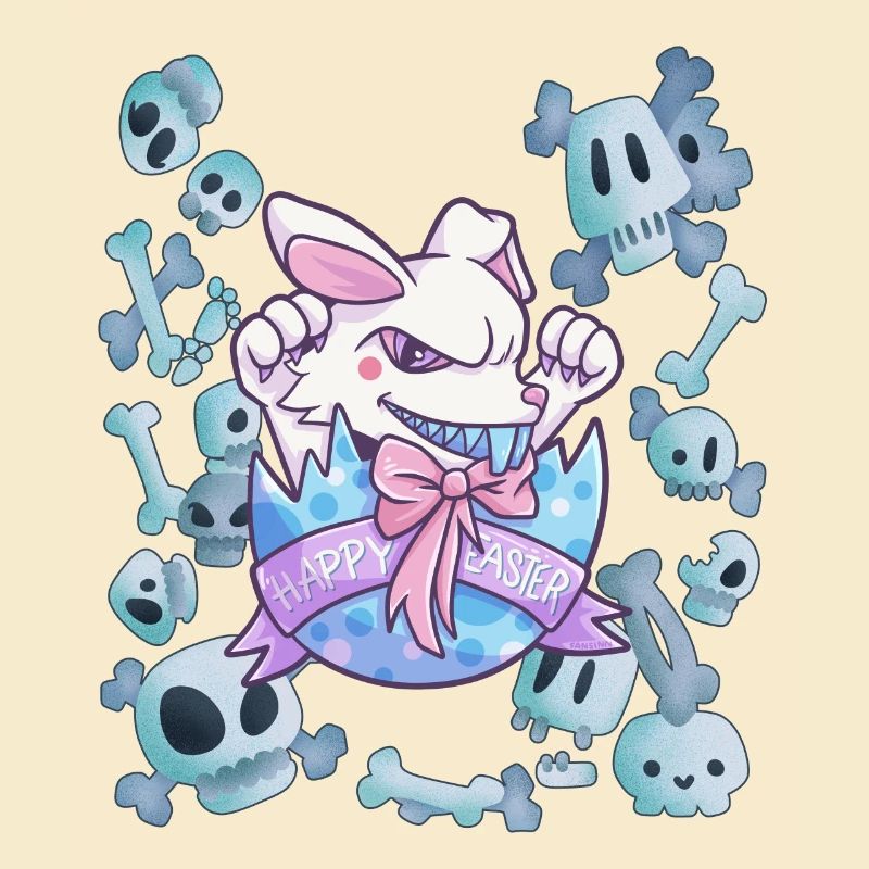 Easter bunny graveyard skull gift