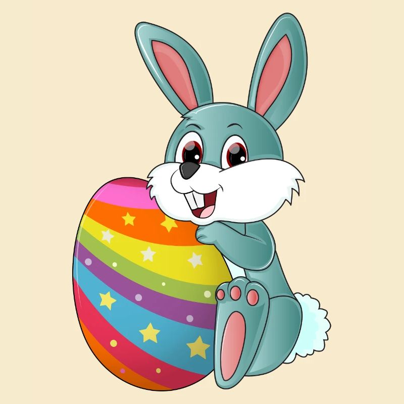 Cute sweet Easter bunny with a colorful Easter egg