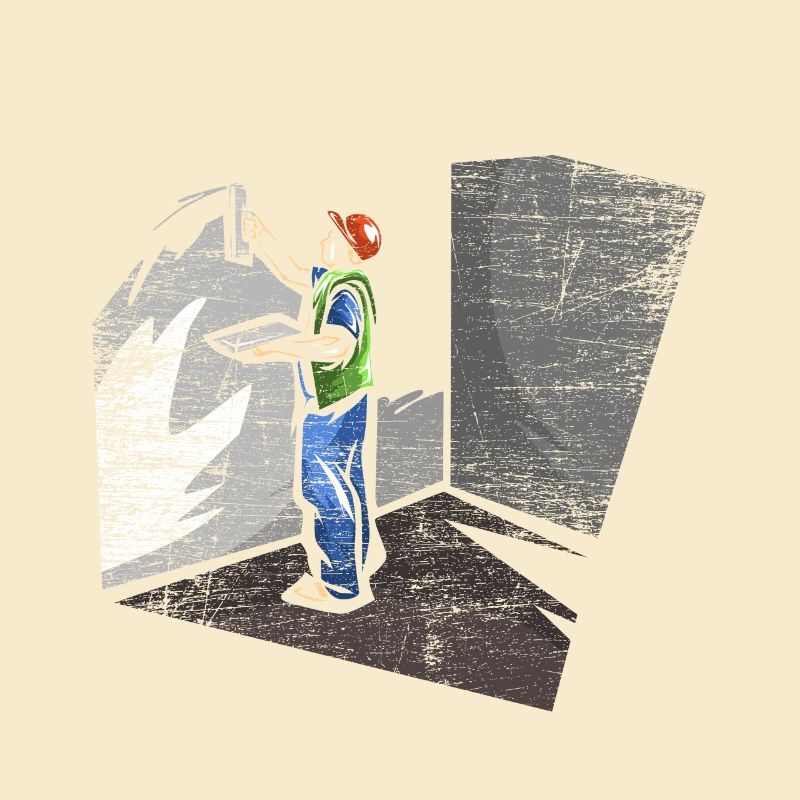 Plasterer cleaning work