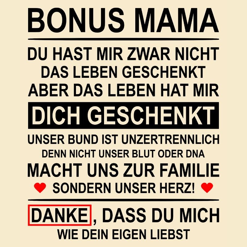 Bonus Mama Stiefmutter Ersatzmutter Geschenk
