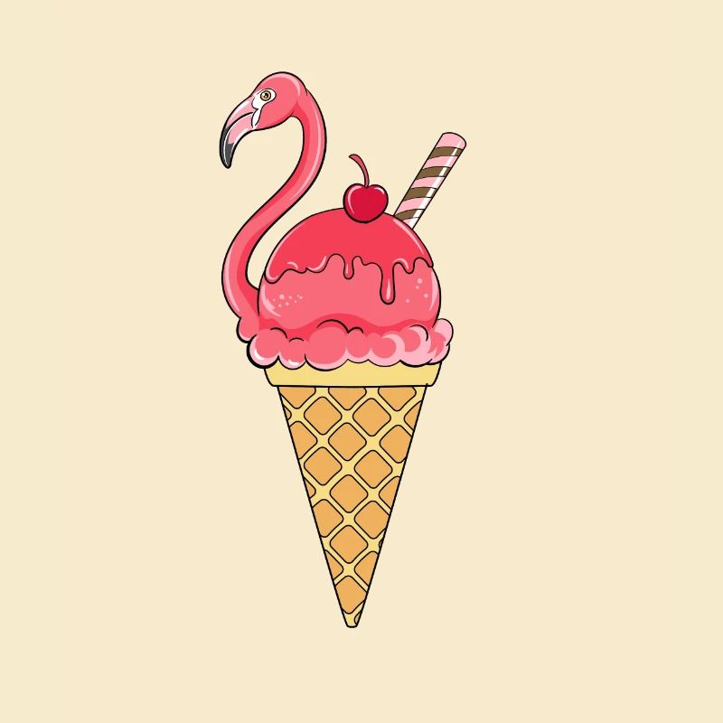 Flamingo Eis Eiswaffel Eiscream Rosa