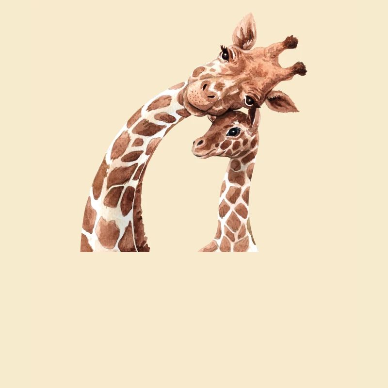 Mutter und Tierbabys Aquarell Giraffe Mutter