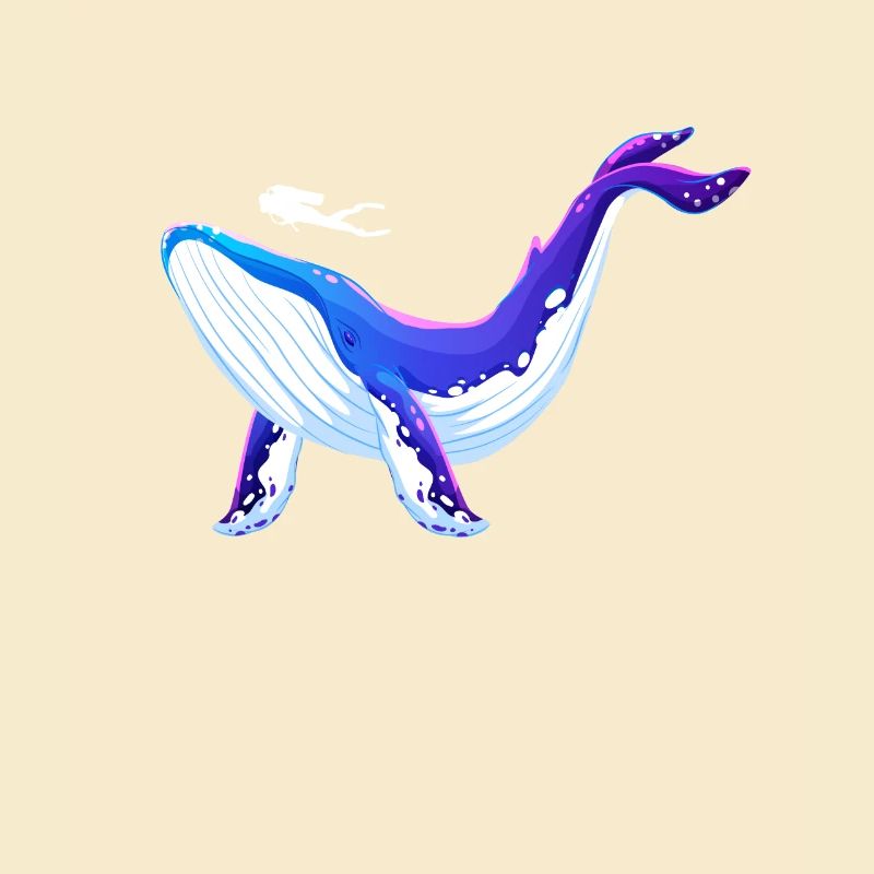 Conception de baleine bleue et de plongeur