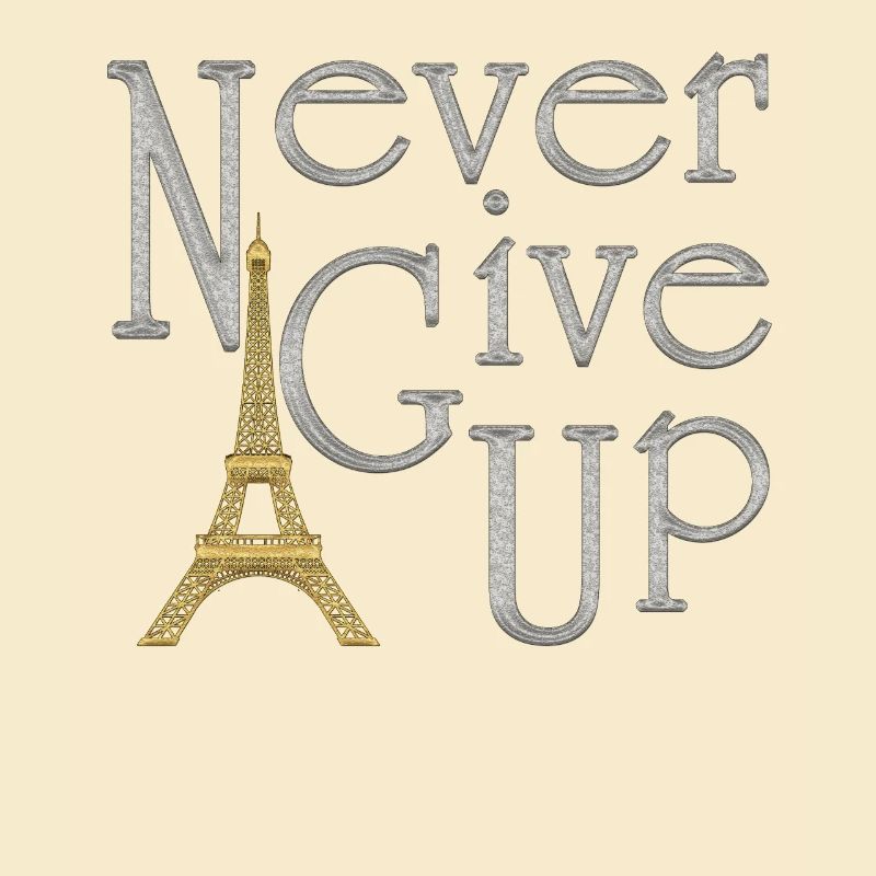 NEVER GIVE UP Silber Eiffelturm Gold