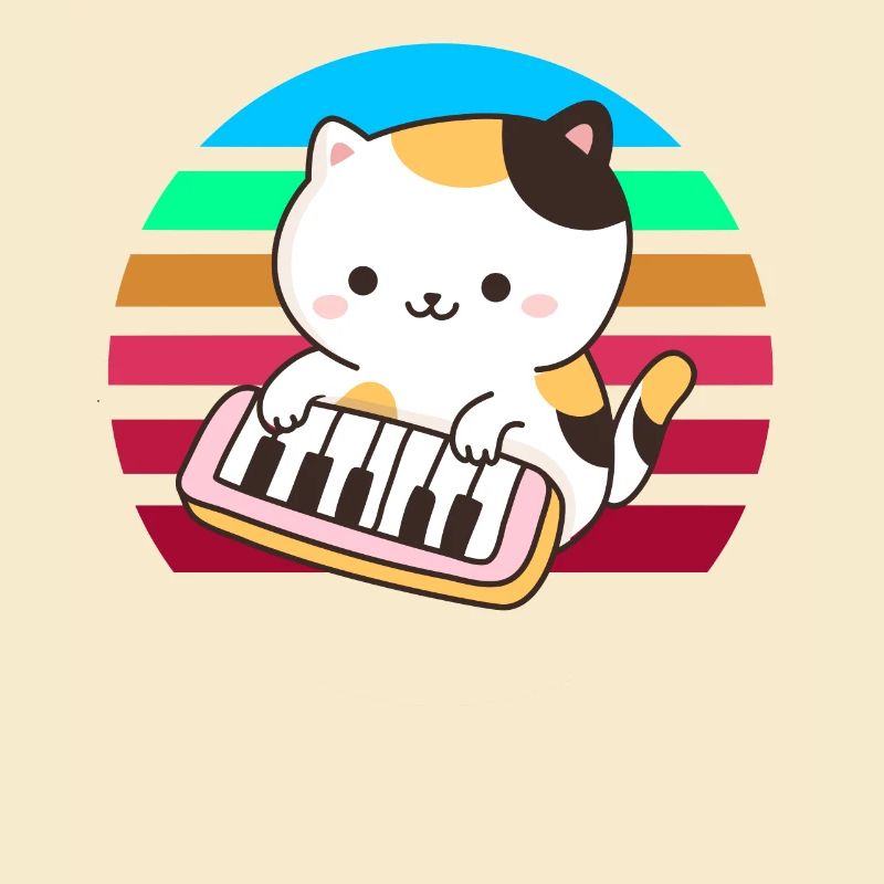 Clavier de piano chat coucher de soleil