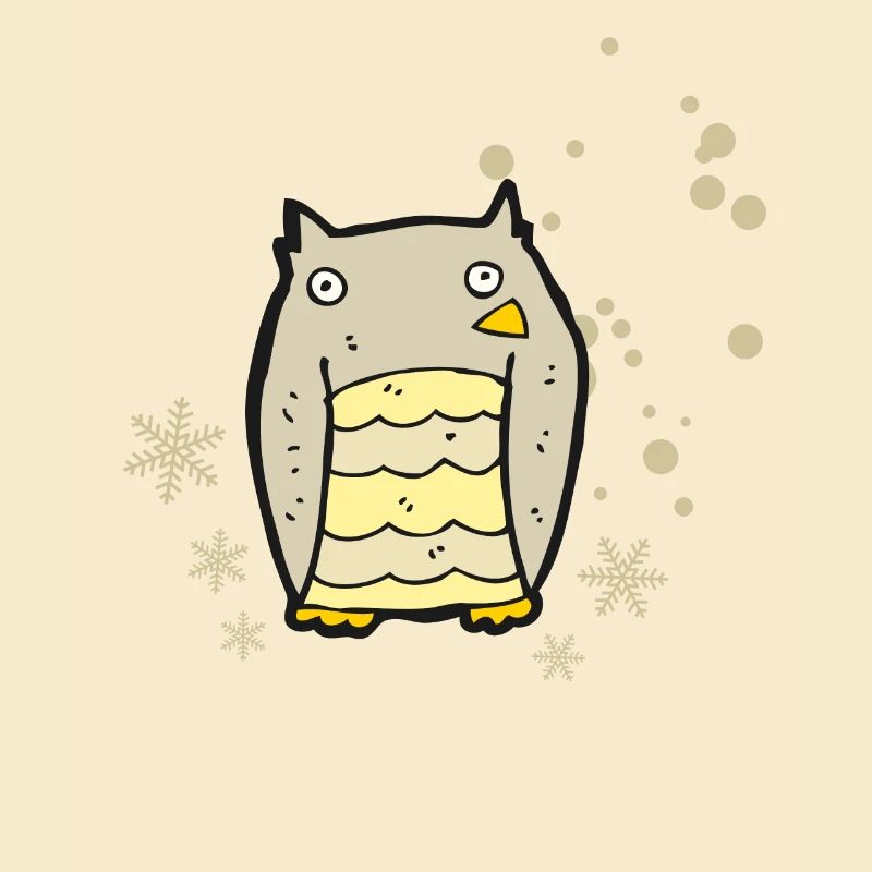 Herzige Eule mit Schneeflocken