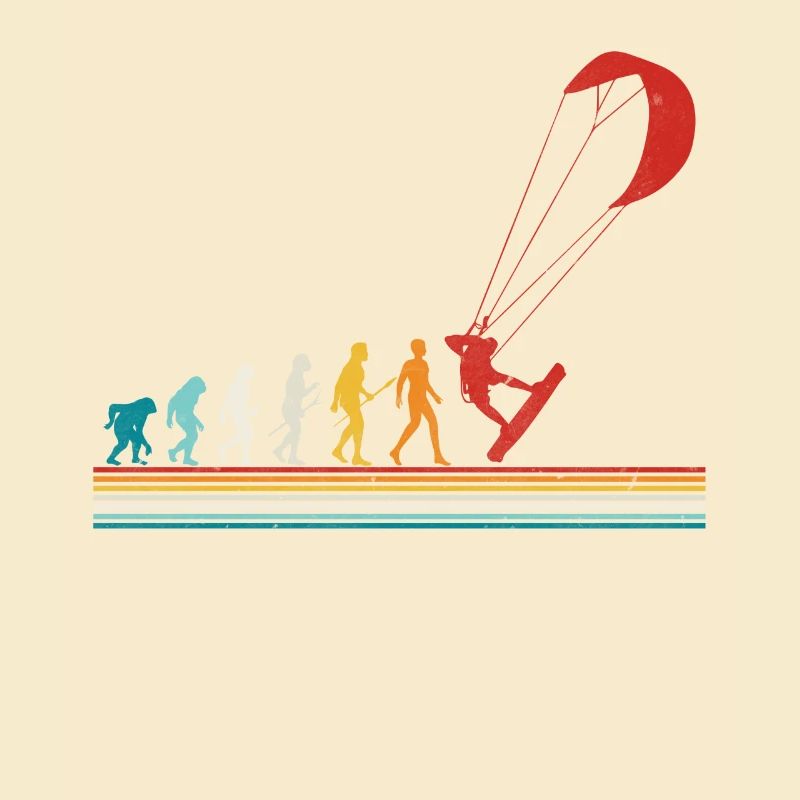 Retro Evolution Kite Surfing Funny Kite Boarding