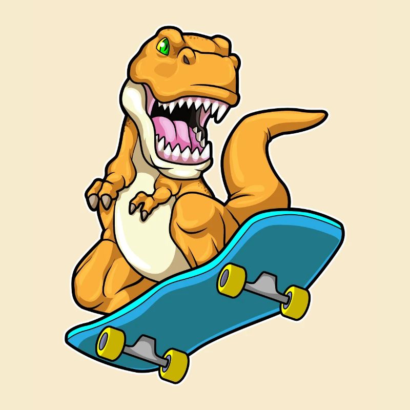Dinosaur as a skater with a skateboard