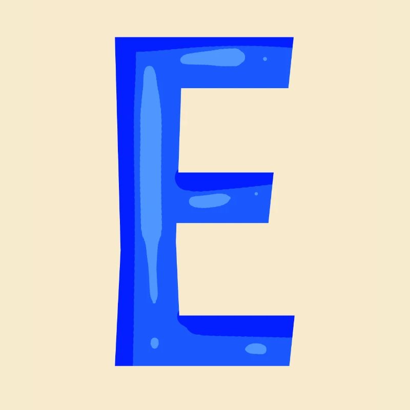 Lettre E initiale bleu