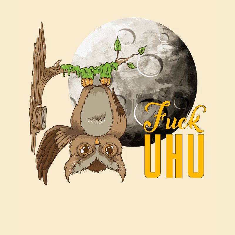 Eule mit Klebstoff Nachteule bzw Uhu Spruch Eulen