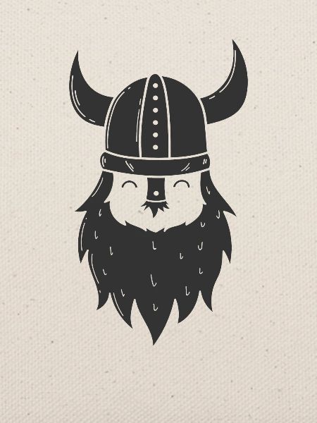 Wikinger mit Vollbart und Wikingerhelm