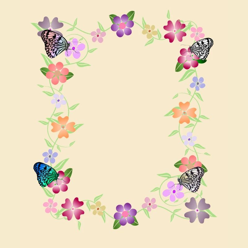 Fleurs avec papillons, fleurs, insectes
