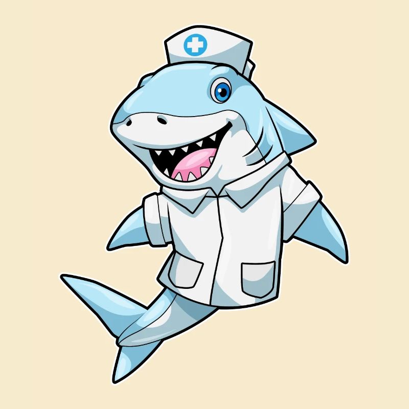 Shark as a nurse with a coat