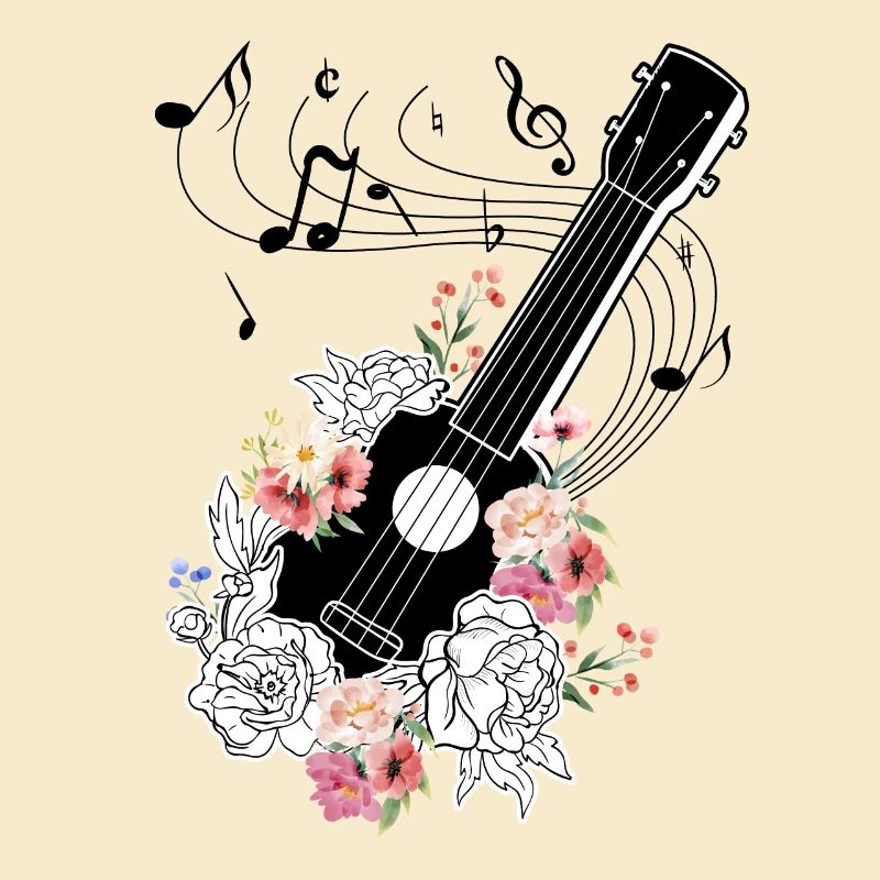 Ukulele mit Blumen Geschenk
