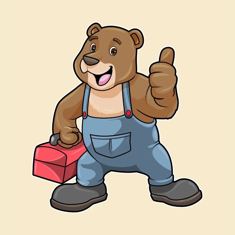 Bear as a craftsman with toolbox
